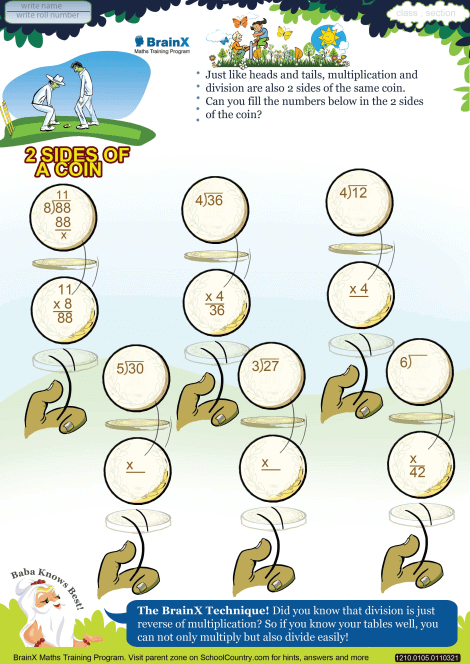 2 sides of coin math worksheet for grade 2 free