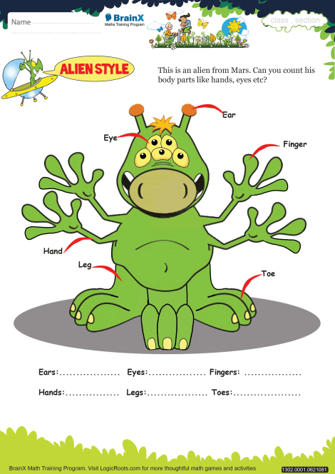 Alien Style Math Worksheet for Kindergarten | Free & Printable Worksheets