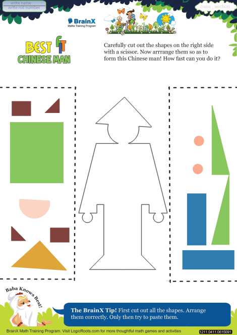 Best Fit Chinese Man Math Worksheet for Grade 4 | Free & Printable
