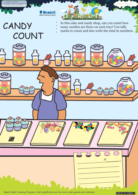 Candy Count Math Worksheet for Grade 1 | Free & Printable Worksheets