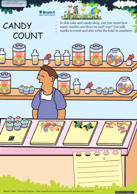 candy count math worksheet for grade 1 free printable