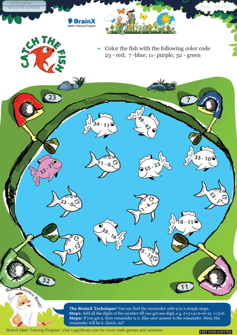 Catch The Fish Math Worksheet for Grade 1 | Free & Printable Worksheets