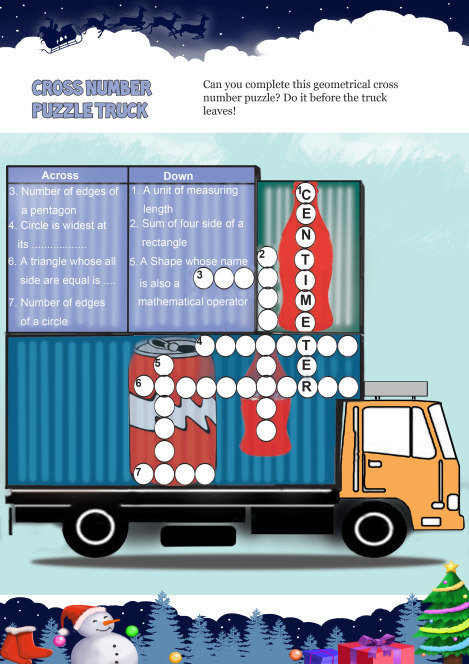 Cross Number Puzzle Truck worksheet