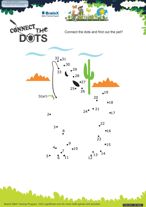 Connect The Dots Dog Math Worksheet for Kindergarten | Free & Printable