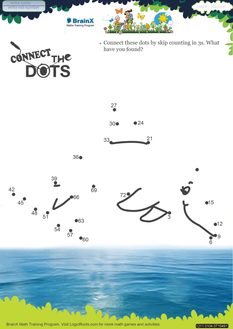 Connect The Dots Dolphin 1 Math Worksheet for Grade 1 | Free