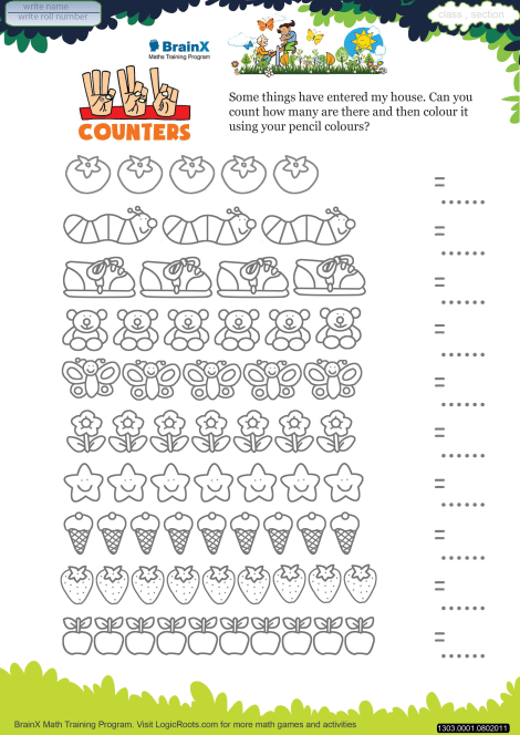Counters Math Worksheet for Kindergarten | Free ...