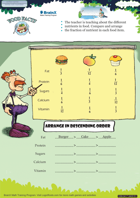 food facts math worksheet for grade 4 free printable