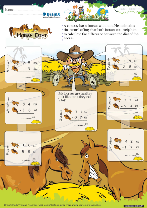 Horse Diet Math Worksheet for Grade 3 | Free & Printable Worksheets