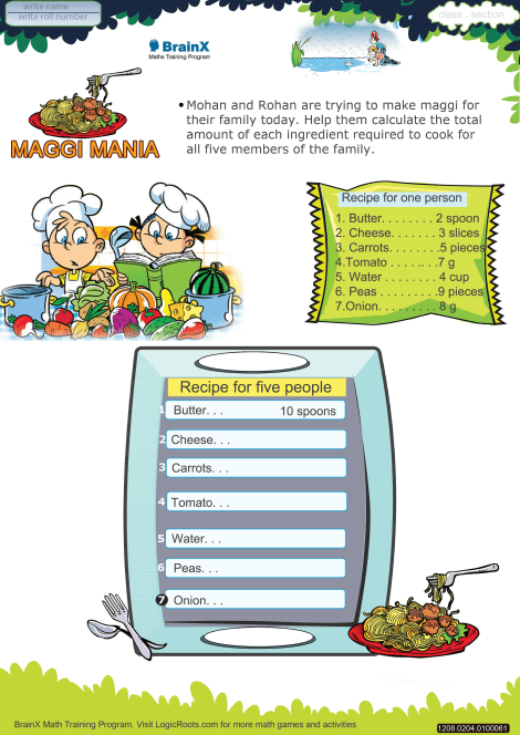Maggi Mania Math Worksheet for Grade 2 | Free & Printable Worksheets