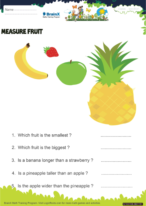 Measure Fruit Math Worksheet for Grade 1 | Free & Printable Worksheets