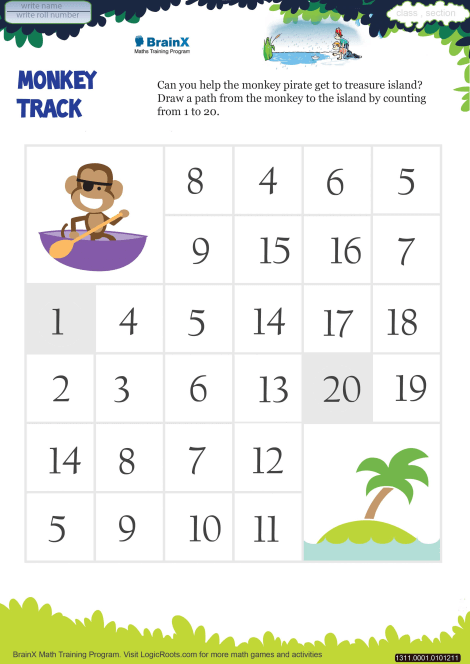 Monkey Track Math Worksheet for Kindergarten | Free & Printable Worksheets