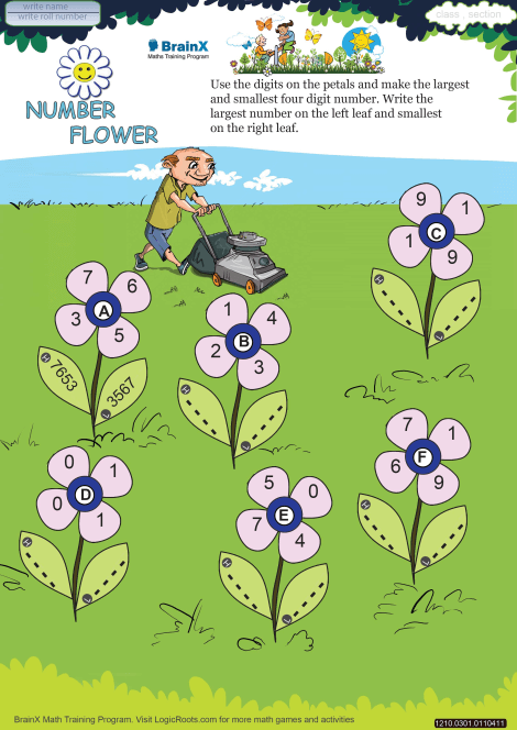 number flower math worksheet for grade 3 free printable worksheets