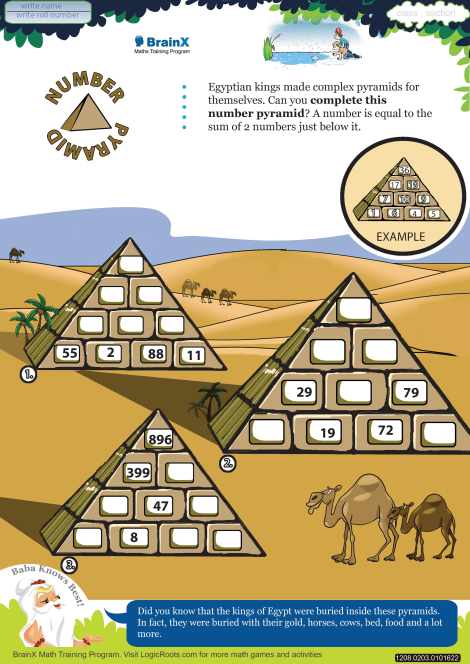 Number Pyramid worksheet