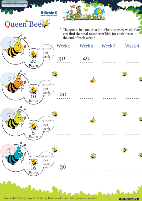 Queen Bee Math Worksheet for Grade 2 | Free & Printable Worksheets