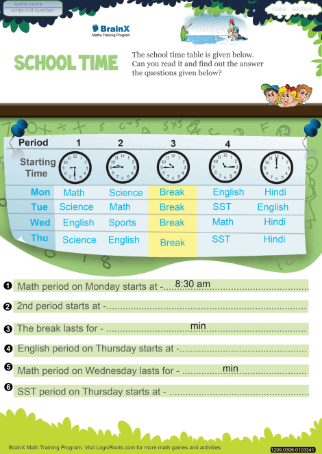 School Time worksheet