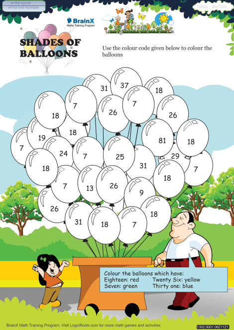 Shades Of Balloons worksheet