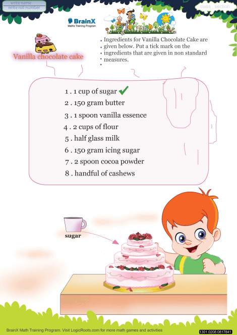 Vanilla Chocolate Cake worksheet