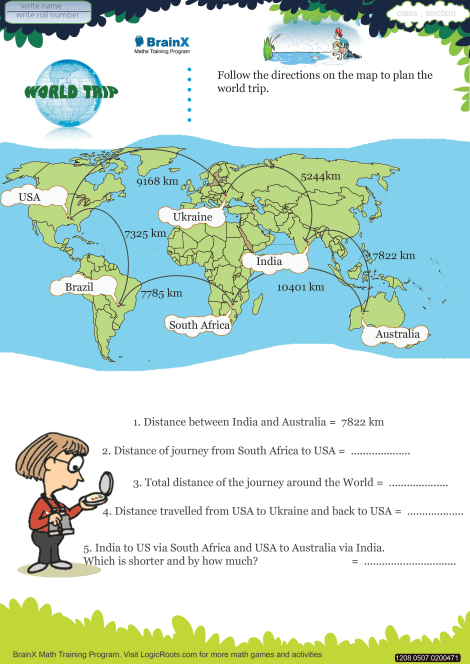 World Trip Math Worksheet for Grade 5 | Free & Printable Worksheets