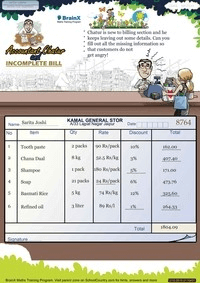 Accountant Chatur Incomplete Bill worksheet