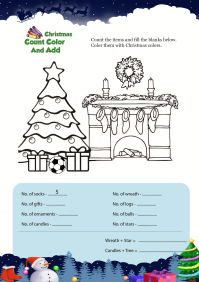 Christmas Count Color And Add worksheet